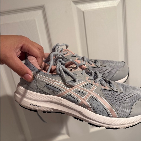 Asics Gray and Pink Athletic Shoes for Running - Picture 1 of 6